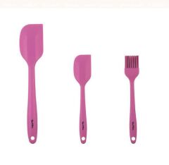 TANTİTONİ VİŞNE RENKLİ 3 LÜ SİLİKON SPATULA VE FIRÇA SETİ