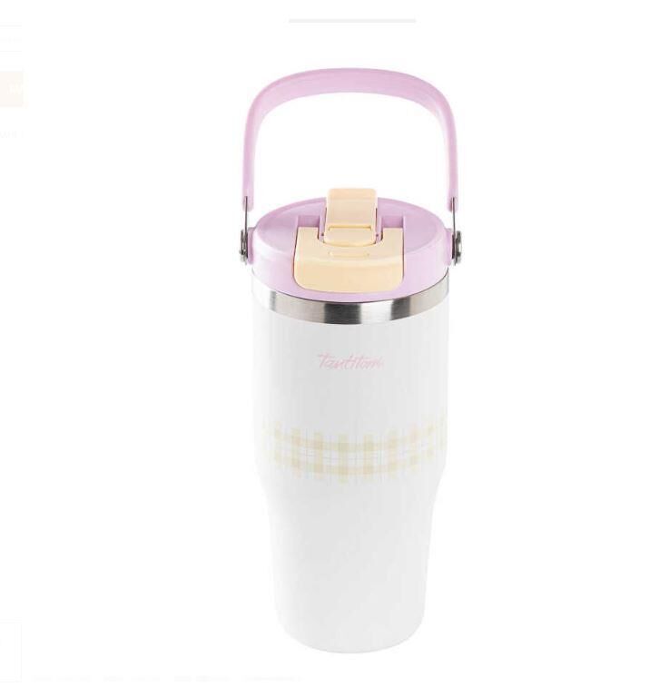 TANTİTONİ BEYAZ PASLANMAZ ÇELİK KATLANIR PİPETLİ TERMOS BARDAK 750 ML