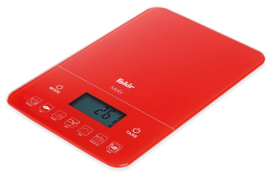 Fakir Molly Dijital Mutfak TartısıQTek Tuşla Kalori Ölçer Kırmızı
