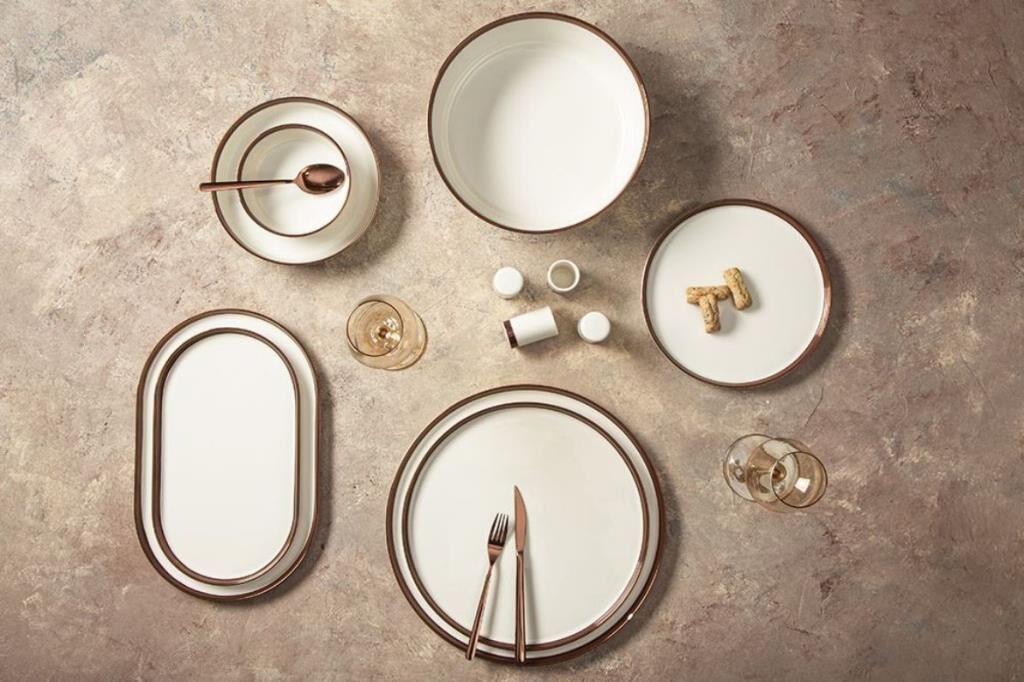 Porland 04ALM007853 Chopin Bakır 60 Parça 12 Kişilik Yemek Takımı