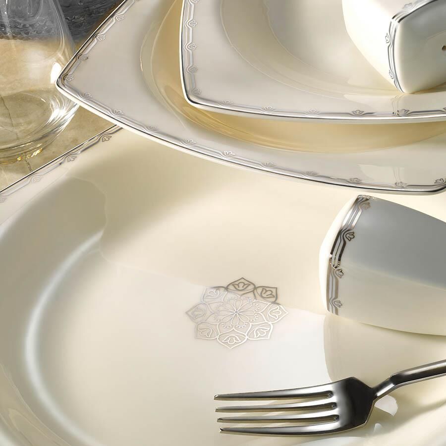 Kütahya Porselen Bone Mare 62 Parça 1139720 Desenli Yemek Takımı