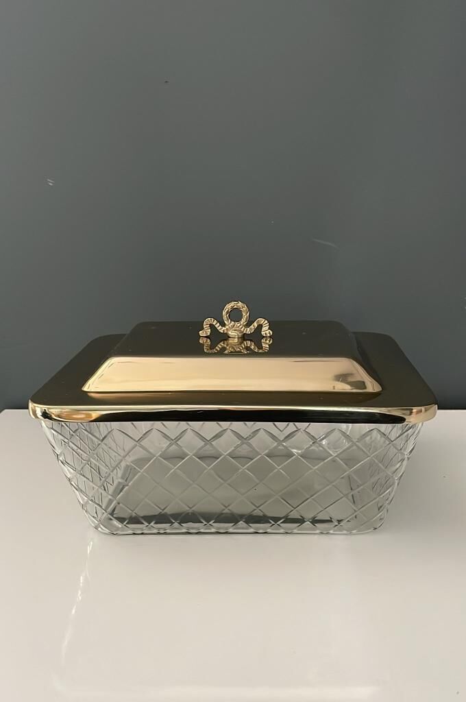 LAMEDOREDİKDÖRTGEN KAPAKLI SAKLAMA KABI GOLD 25,5X20X14 CM