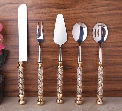 Roy Kıng EYM 005 Cam 5 Parça Servis Seti Altın