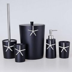 Selim Dekor Ocean Banyo Seti Siyah Gümüş