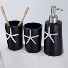 Selim Dekor Ocean Banyo Seti Siyah Gümüş