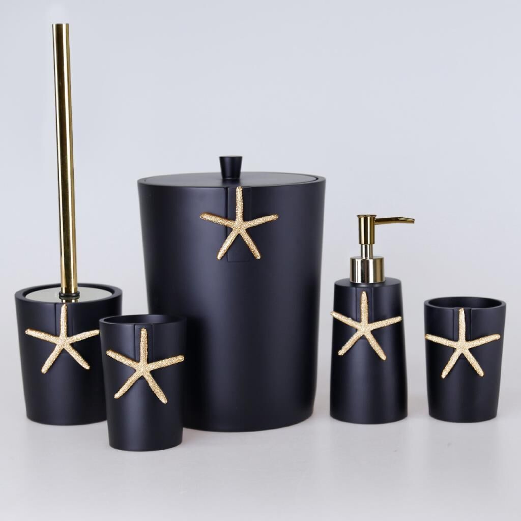 Selim Dekor Ocean Banyo Seti Siyah Altın