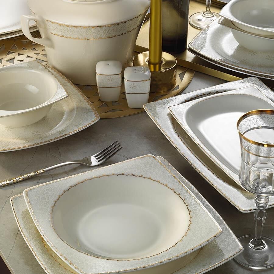 Kütahya Porselen Bone Mare 62 Parça 1136421 Desen Yemek Takımı