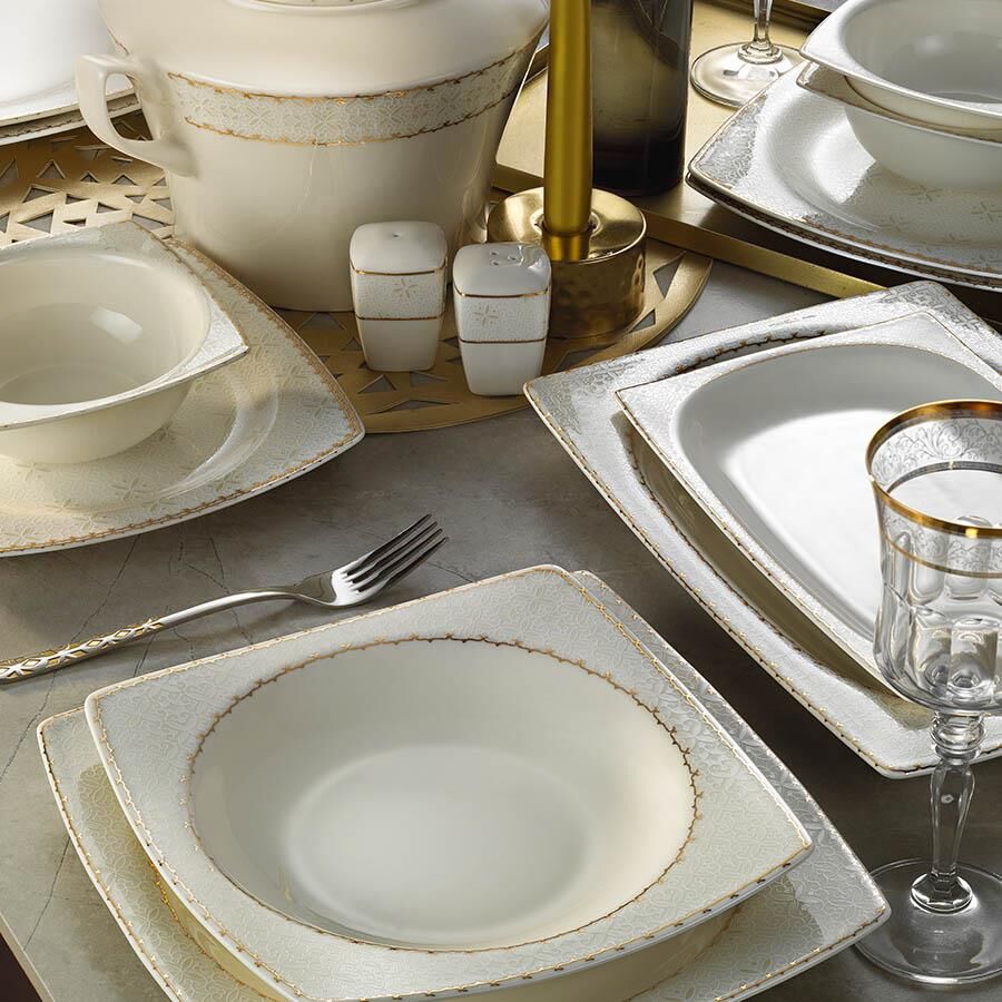 Kütahya Porselen Bone Mare 62 Parça 1136421 Desen Yemek Takımı