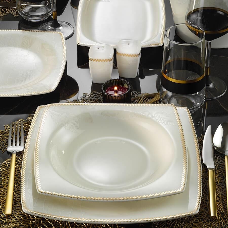 Kütahya Porselen Bone Mare 62 Parça 11372 Desenli Yemek Takımı