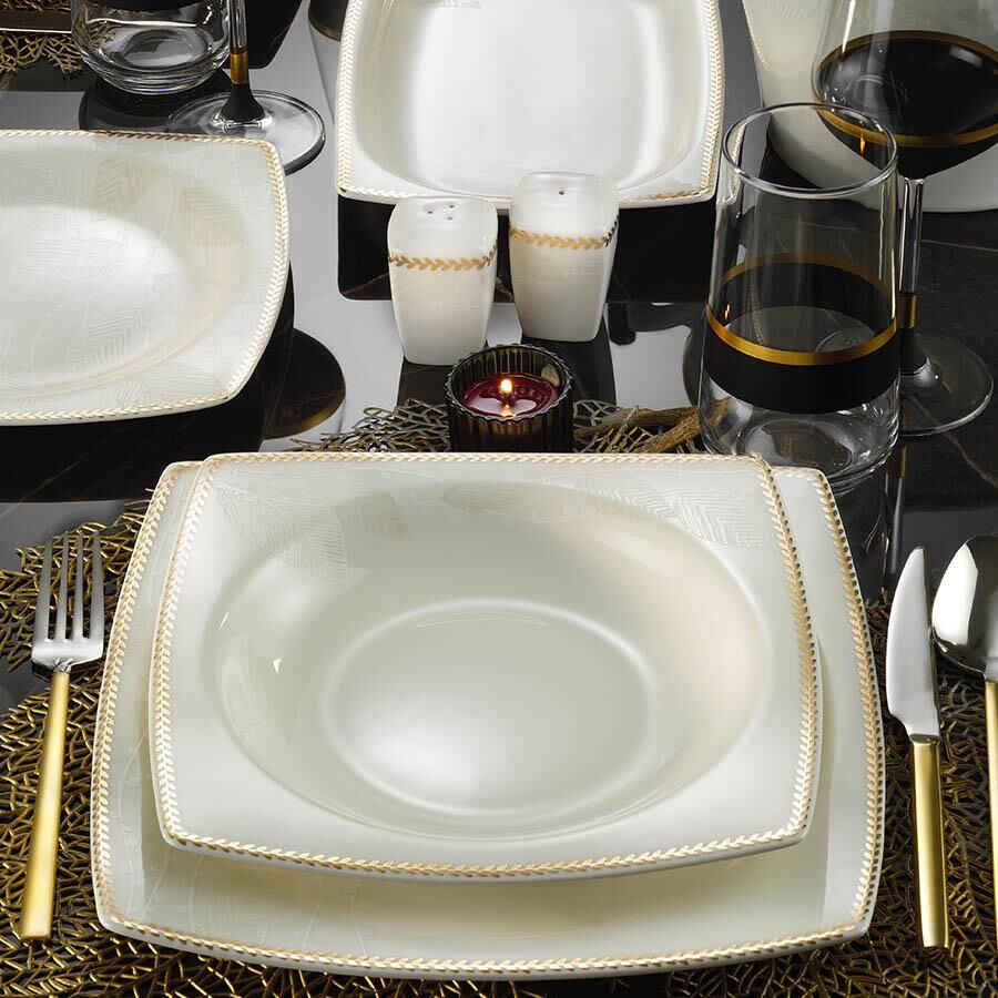 Kütahya Porselen Bone Mare 62 Parça 11372 Desenli Yemek Takımı