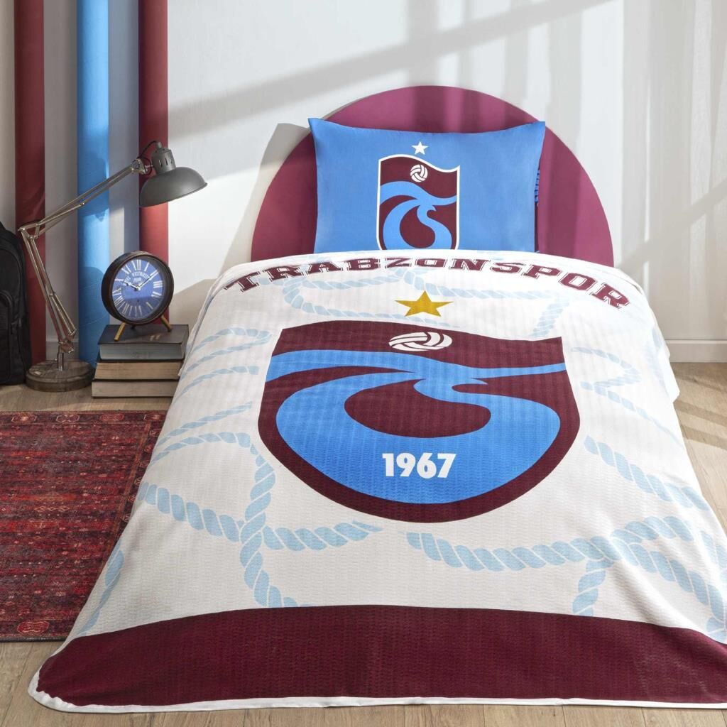 TAÇ TRABZONSPOR MAVİ LİSANLI PİKE TAKIMI TEK KİŞİLİK