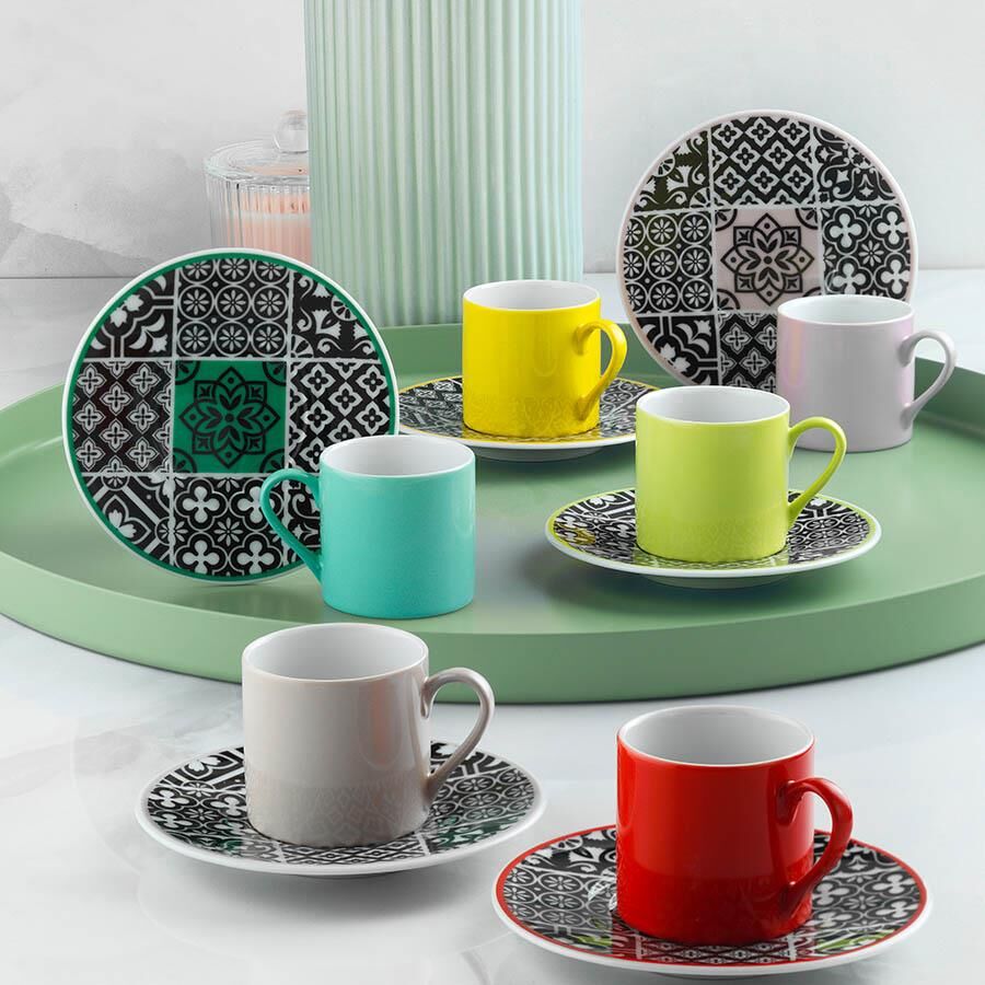 Kütahya Porselen Riya 6 Kişilik 11336 Desen Kahve Fincan Takımı