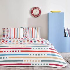 Taç Baskılı Rainbow Tek Kişilik Pike Takımı Kırmızı