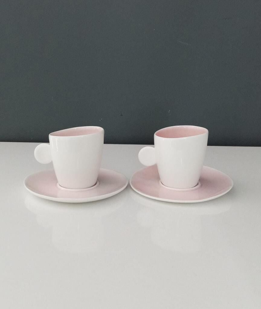 TANTİTONİ ROUND PEMBE PORSELEN 2 Lİ FİNCAN SETİ 90 ML