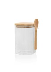 THE MİA BAMBU KAŞIKLI CAM KAVANOZ KARE 1050 CC