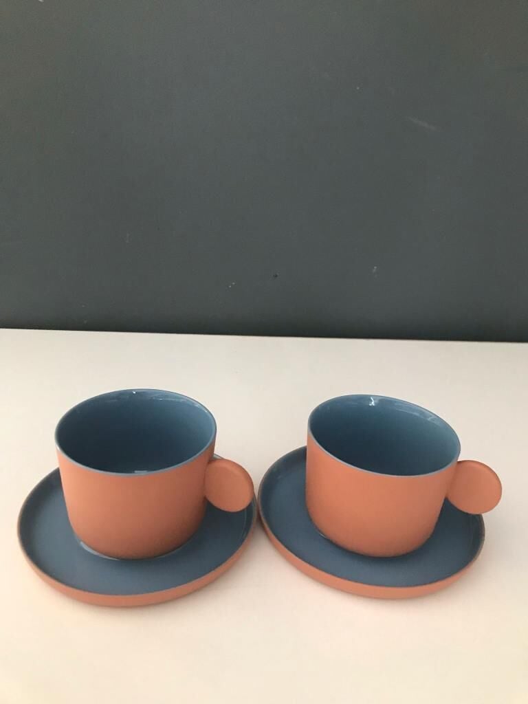 TANTİTONİ THIN TERRA MAVİ PORSELEN 2 Lİ FİNCAN SETİ 100 ML