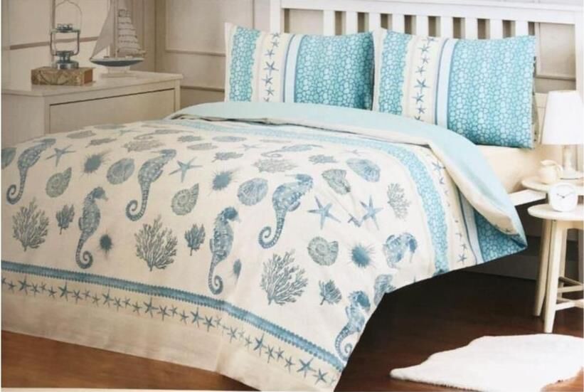 Özdilek Modaletto Mavi Sea Horse Çift Kişilik Nevresim Takımı