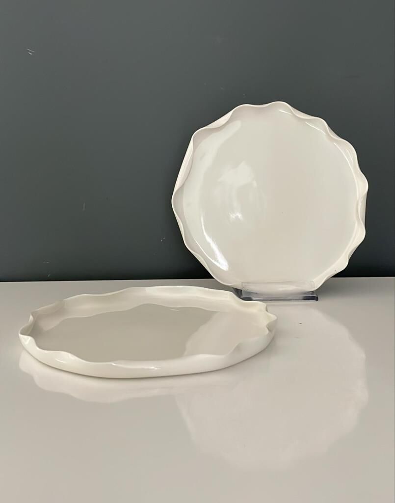 TANTİTONİ WAVE BEYAZ PORSELEN 2 Lİ PSTA TABAĞI 17,9 CM