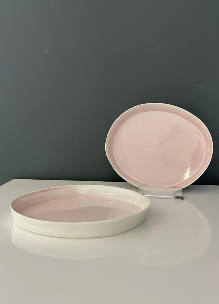 TANTİTONİ SPACE PEMBE PORSELEN 2 Lİ PASTA TABAĞI SETİ 16,8 CM