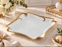 ROYKING  CAMELIA ALTIN KARE SUNUM TABAĞI 28 CM
