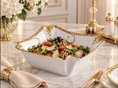 ROYKING CAMELIA ALTIN KARE SALATA KASESİ 23 CM