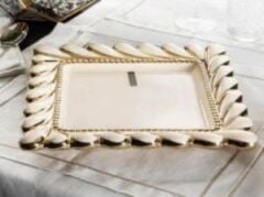 Roy King CALLAVİ KARE TABAK 27 CM KREM GOLD