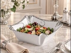 ROYKING CAMELIA GÜMÜŞ KARE SALATA KASESİ 23 CM