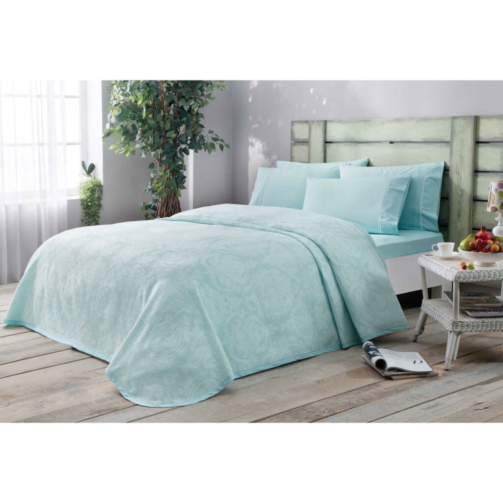 Taç Jakarlı Blaıne Tek Kişilik Turkuaz Pike Takımı