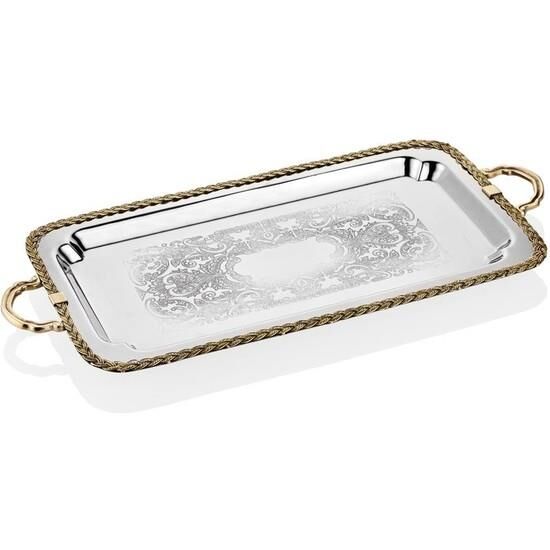 LAMEDORE BLACK PEARL KUŞLU UZUN TEPSİ 59X31X5 CM