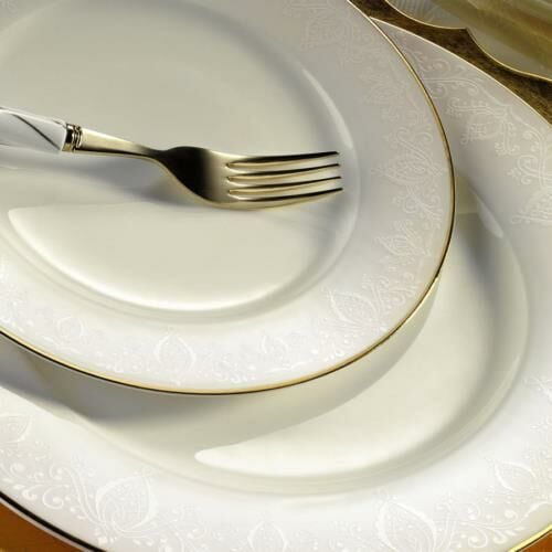 Kütahya Porselen Bone Kalipso 62 Parça 92914 Desenli Yemek Takımı