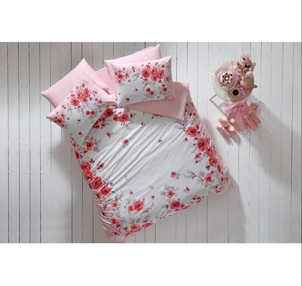 Taç Shıny Anneler Günü Çift Kişilik Nevresim Takımı Pembe