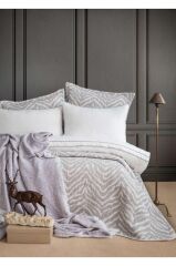 Apricitas Home Timeless Prime Set Londa Gri Çift Kişilik Battaniyeli Ve Yatak Örtülü %100 Pamuk N.takm