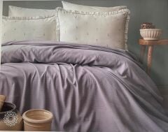 APRİCİTAS LİLY MOR YATAK ÖRTÜSÜ PİKELİ SET ÇİFT KİŞİLİK