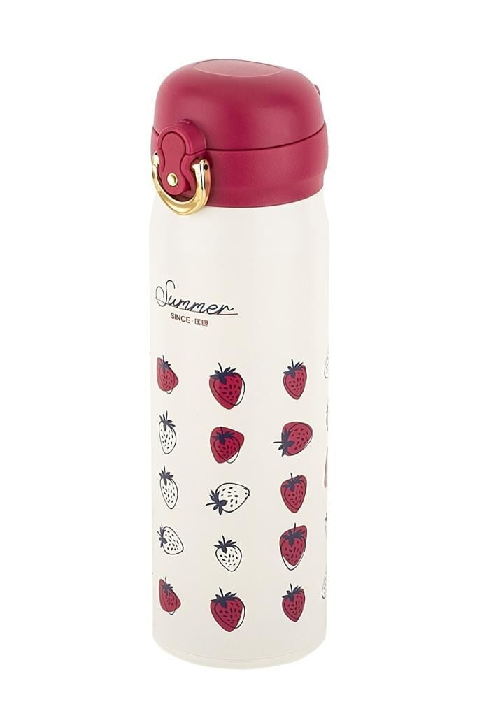 TANTİTONİ OKADI BEYAZ ÇİLEK DESENLİ PASLANMAZ ÇELİK TERMOS 450ML