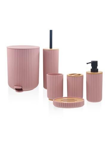 THE MİA STRİPE BANYO SETİ PEMBE 6 PARÇA