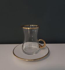 DECORİUM 12 Parça Kulplu Çay Takımı Linea Altın M01868
