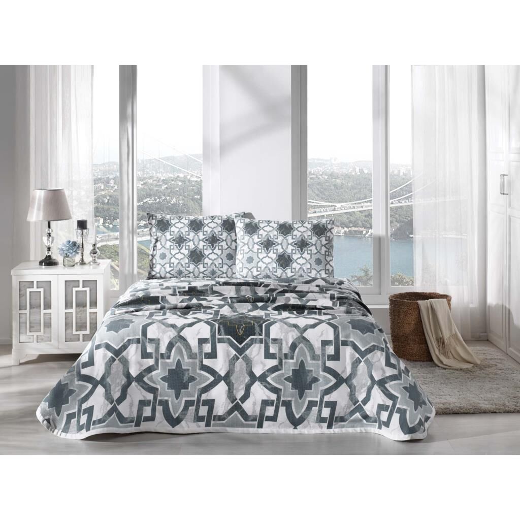 Taç Adica %100 Pamuk Çift Kişilik Pike Takımı Petrol