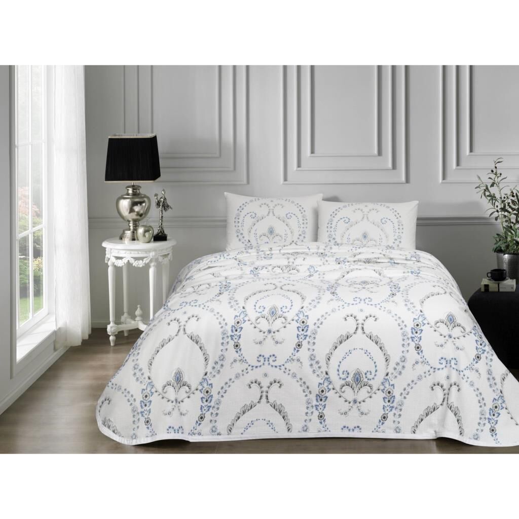 Taç Altessa %100 Pamuk Tek Kişilik Pike Takımı Mavi