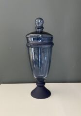 DECORIUM KAPAKLI AYAKLI VAZO YARI MAT KOBALT 36 CM