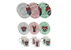 DECORIUM 18 Parça Yemek Takımı Kaplan-Panda-Zebra  M06117