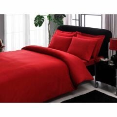 Taç Stripe Saten King Size Çift Kişilik Nevresim Takımı Kırmızı