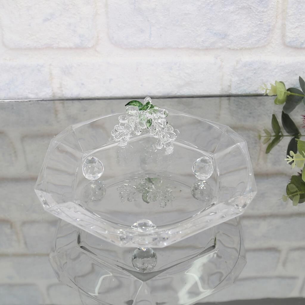 SELİM DEKOR GRAPE ALTIGEN BÜYÜK SUNUM CAM TABAĞI 30X32 CM