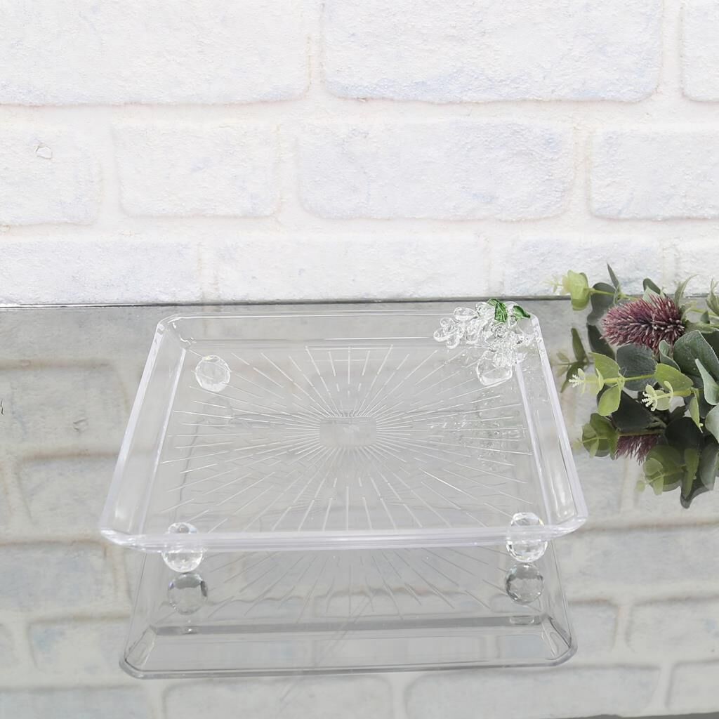 SELİM DEKOR GRAPE KARE BÜYÜK SUNUM CAM TABAĞI 23,5X23,5