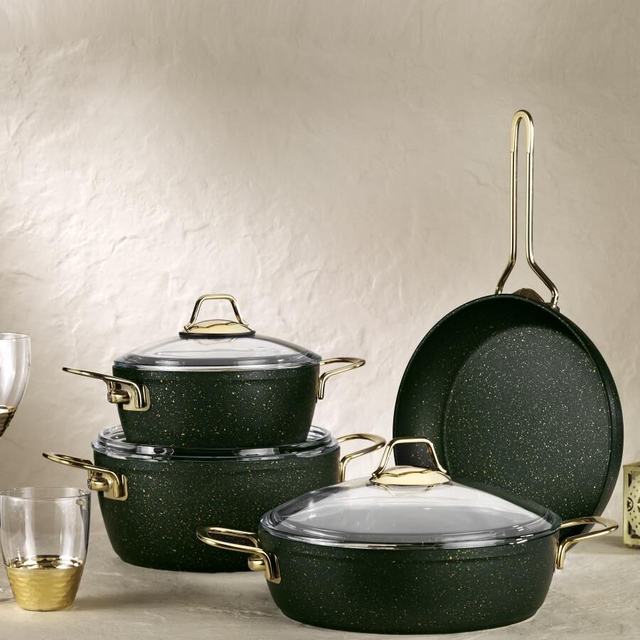 Kütahya Porselen Hera 7 Parça Tencere Seti Yeşil