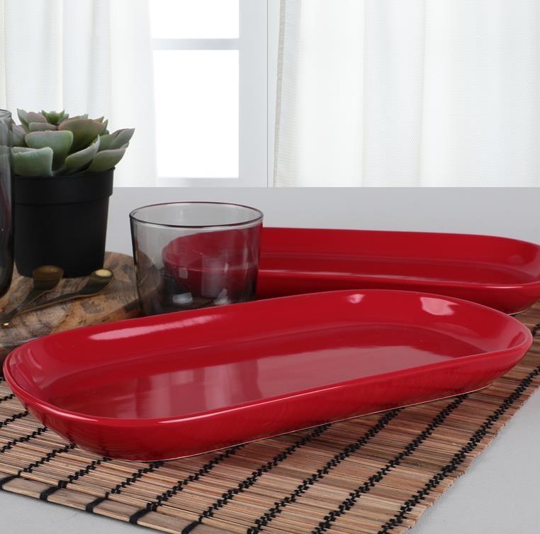 Keramika Noya 30 cm Kayık Tabak Kırmızı