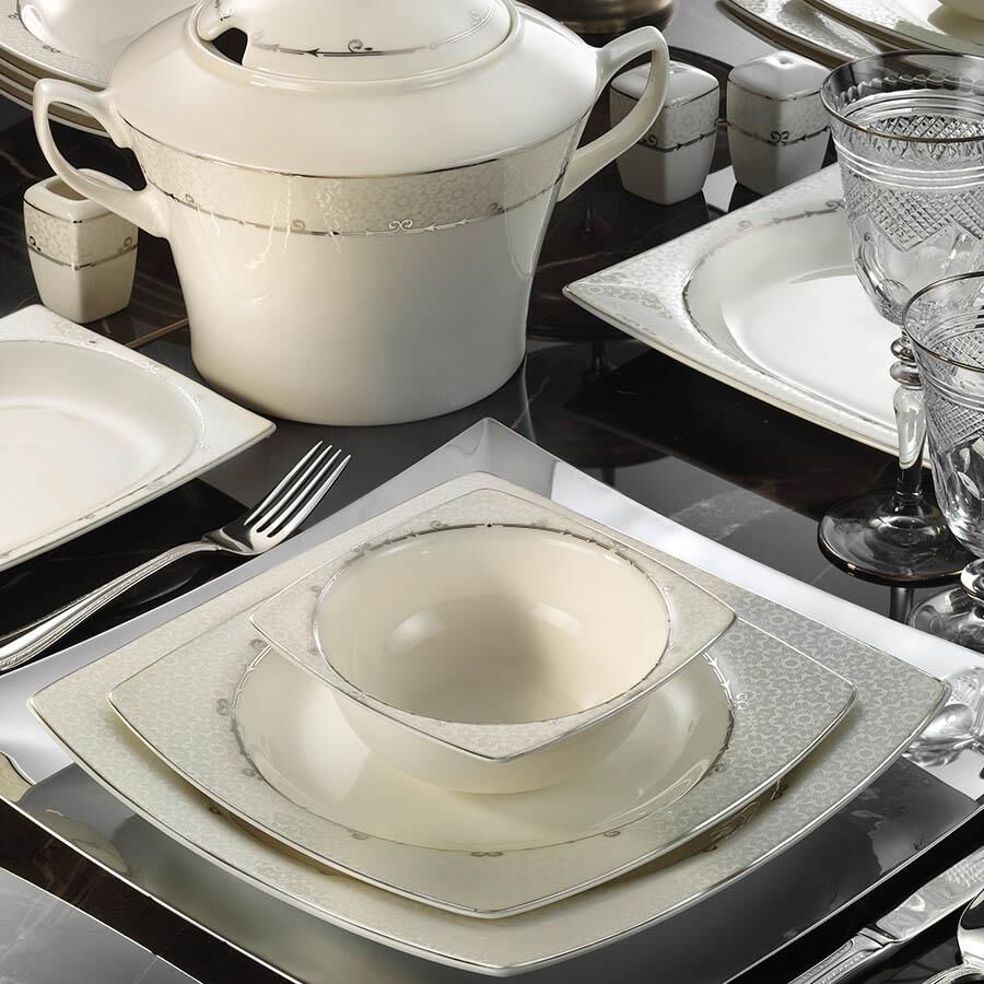 Kütahya Porselen Bone Mare 62 Parça 1137420 Desenli Yemek Takımı