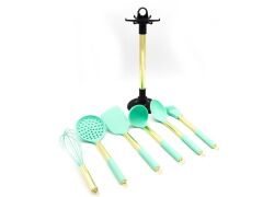 Sembol Standlı 7 Parça Silikon Mutfak Seti Yeşil