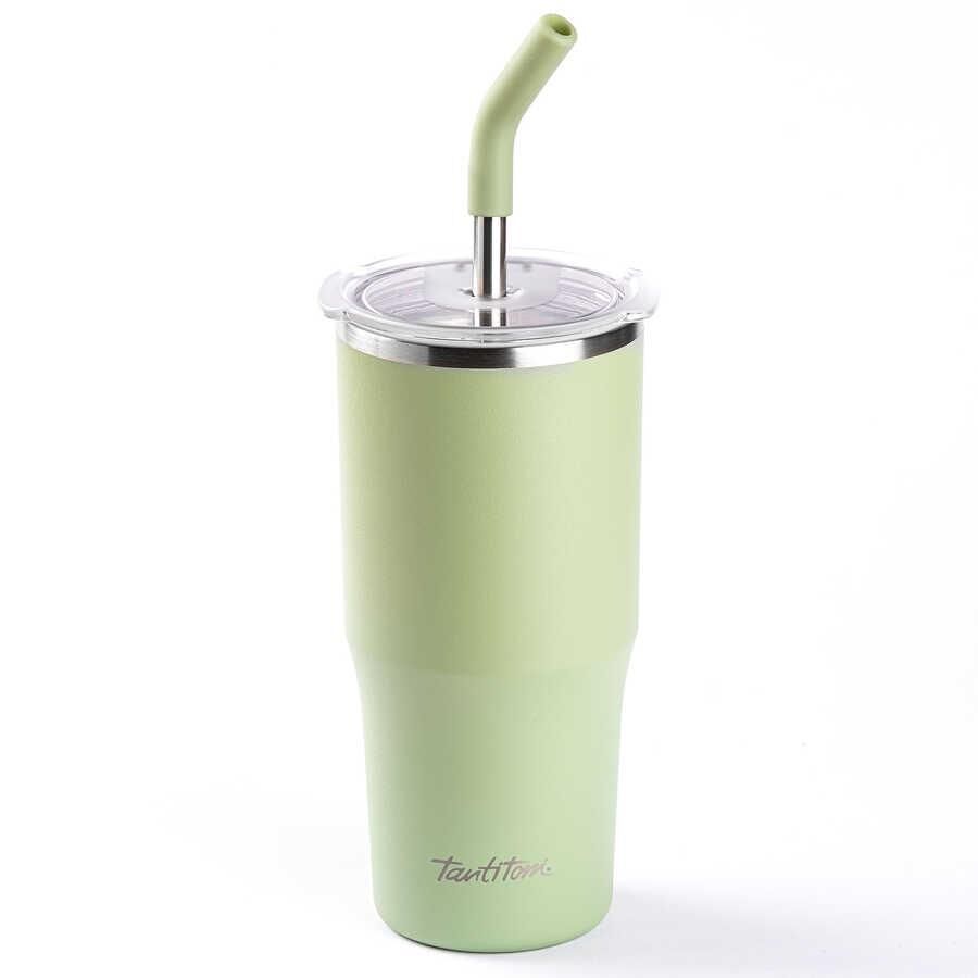 TANTİTONİ YEŞİL 2 FONK. ÇİFT KATMANLI PİPETLİ TERMOS BARDAK 700 ML