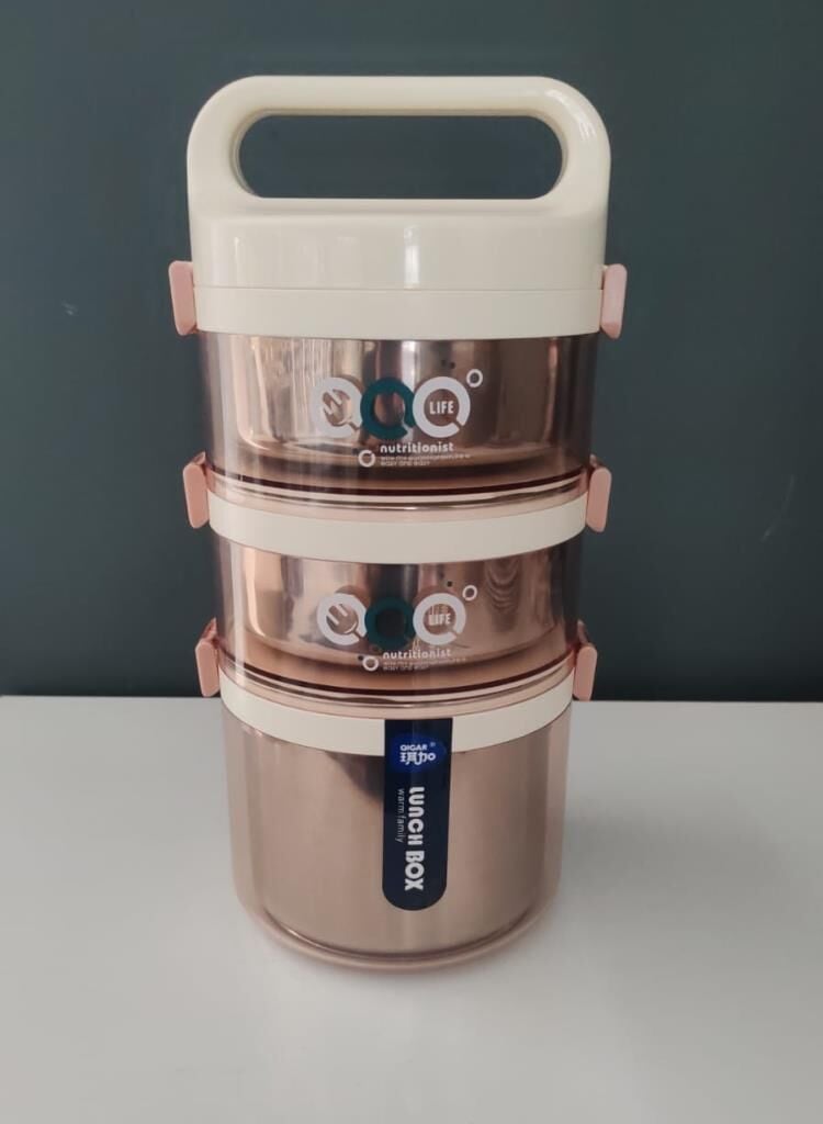 TANTİTONİ 3 KATLI METALİK RENK YEMEK TAŞIMA KABI 2.7 LİTRE