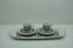 Kütahya Porselen Tepsili 2 Kişilik Kahve Fincanı Dekor No:073643